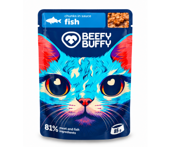 BEEFY BUFFY пауч за котки с риба, 85 г
